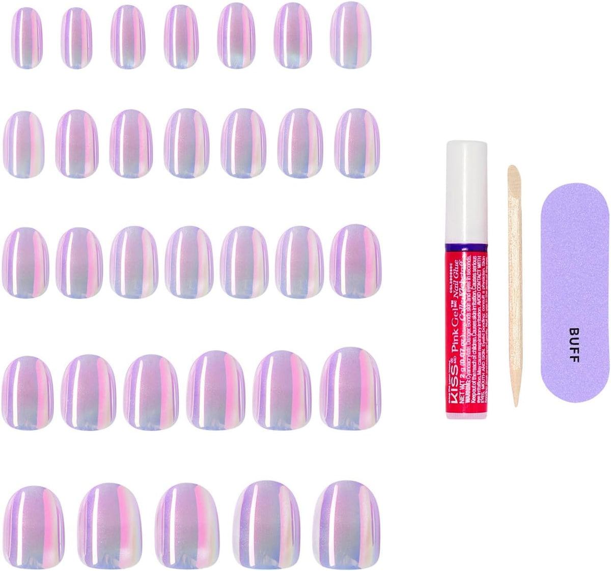 KISS GLAM Press-On Nails 'One n Only', Pink, Short Round, 32 Count - view 4