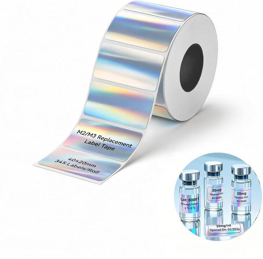 NIIMBOT M2/M3 Thermal Transfer Labels, 40 x 20 mm, Laser Silver