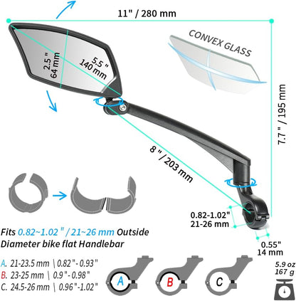 BriskMore Left Handlebar Bike Mirror, Foldable, 360 Degree Adjustable - view 6