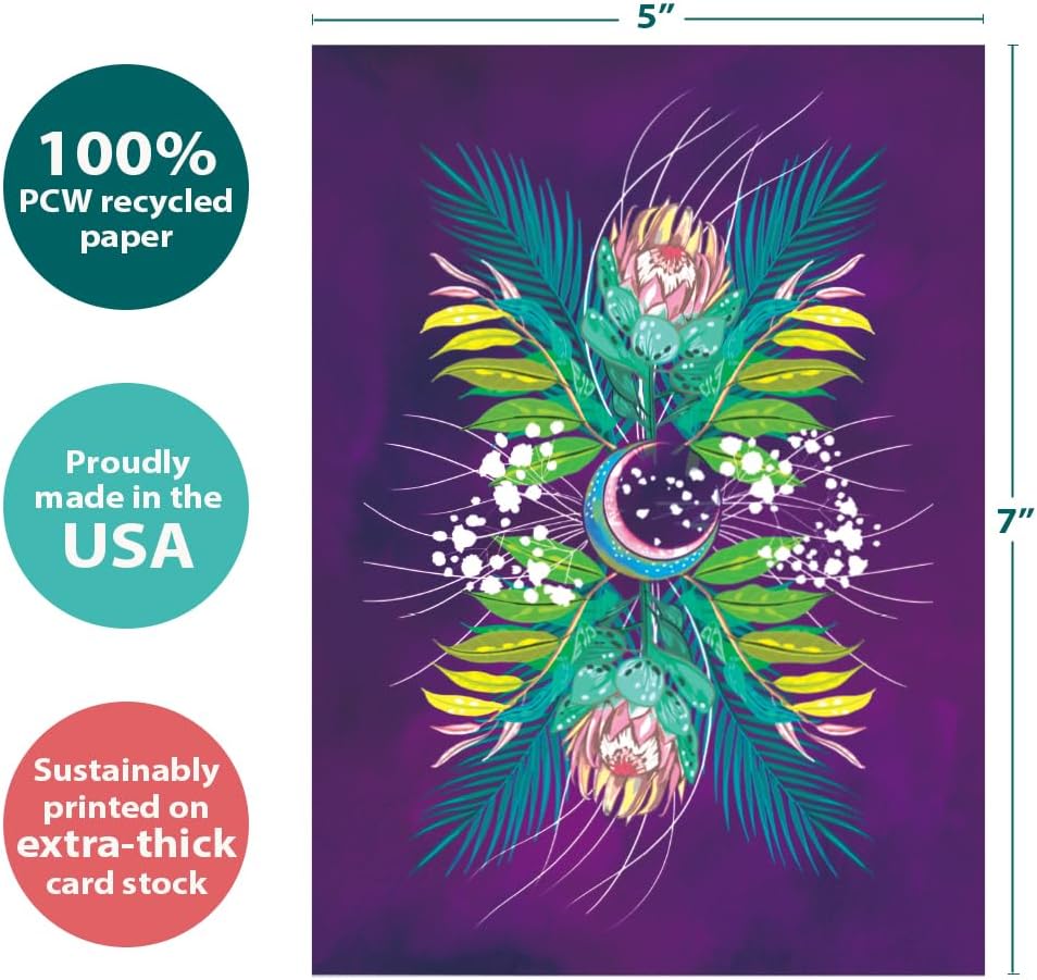 Tree-Free Greetings Blank Greeting Cards, Floral Moon, Pack of 2 - view 3