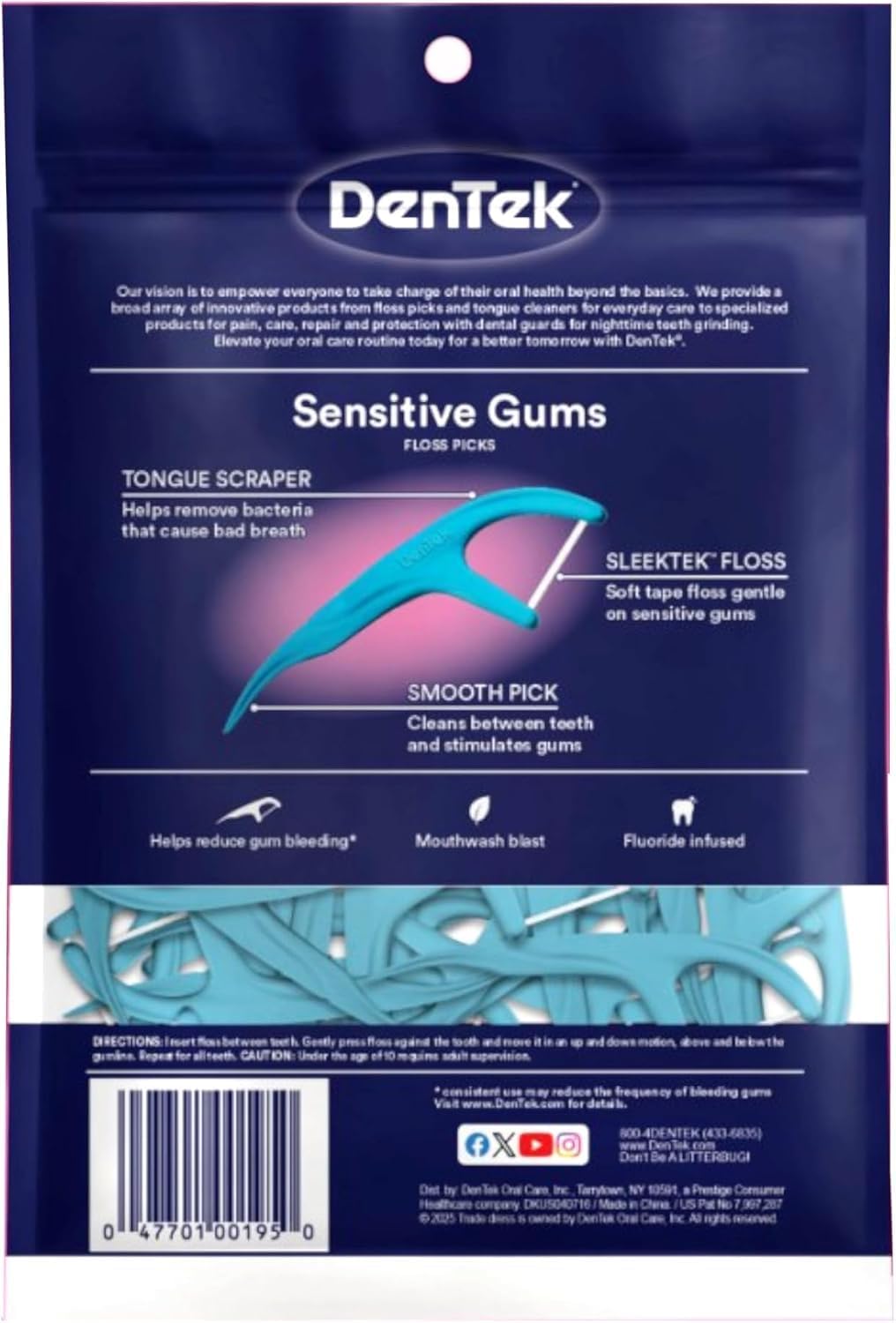 DenTek Comfort Clean Sensitive Gums Floss Picks Mint, 150 Count, Pack of 4 - view 2