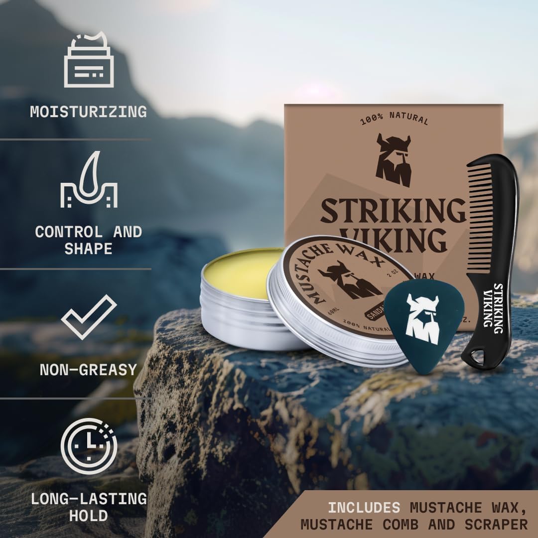 Striking Viking Moustache Wax Kit with Comb, Sandalwood, 2 oz - view 3