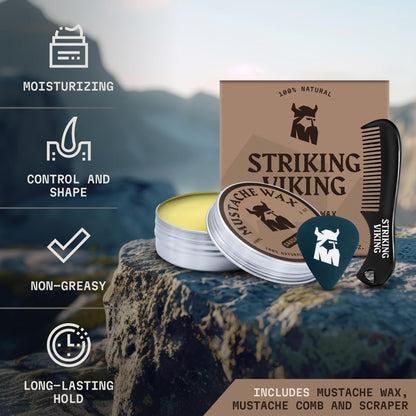 Striking Viking Moustache Wax Kit with Comb, Sandalwood, 2 oz - view 3
