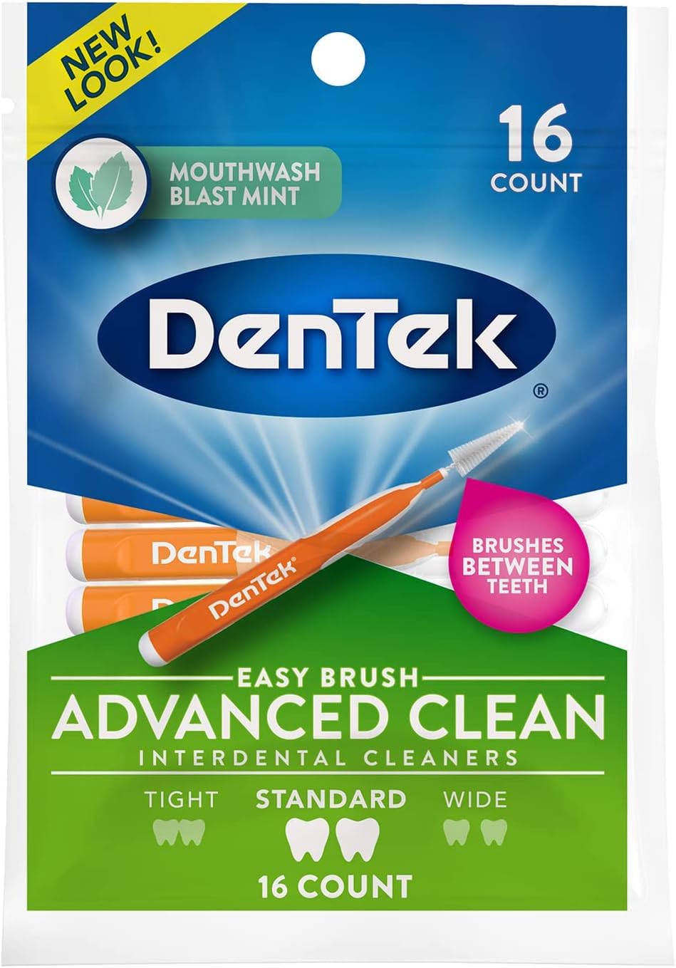 DenTek Easy Brush Interdental Cleaners, 16 Count, Pack of 2