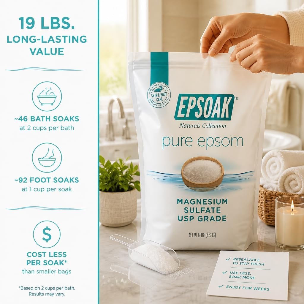 Epsoak Epsom Salt, Unscented, Resealable 19 lb Bag — alternate product view