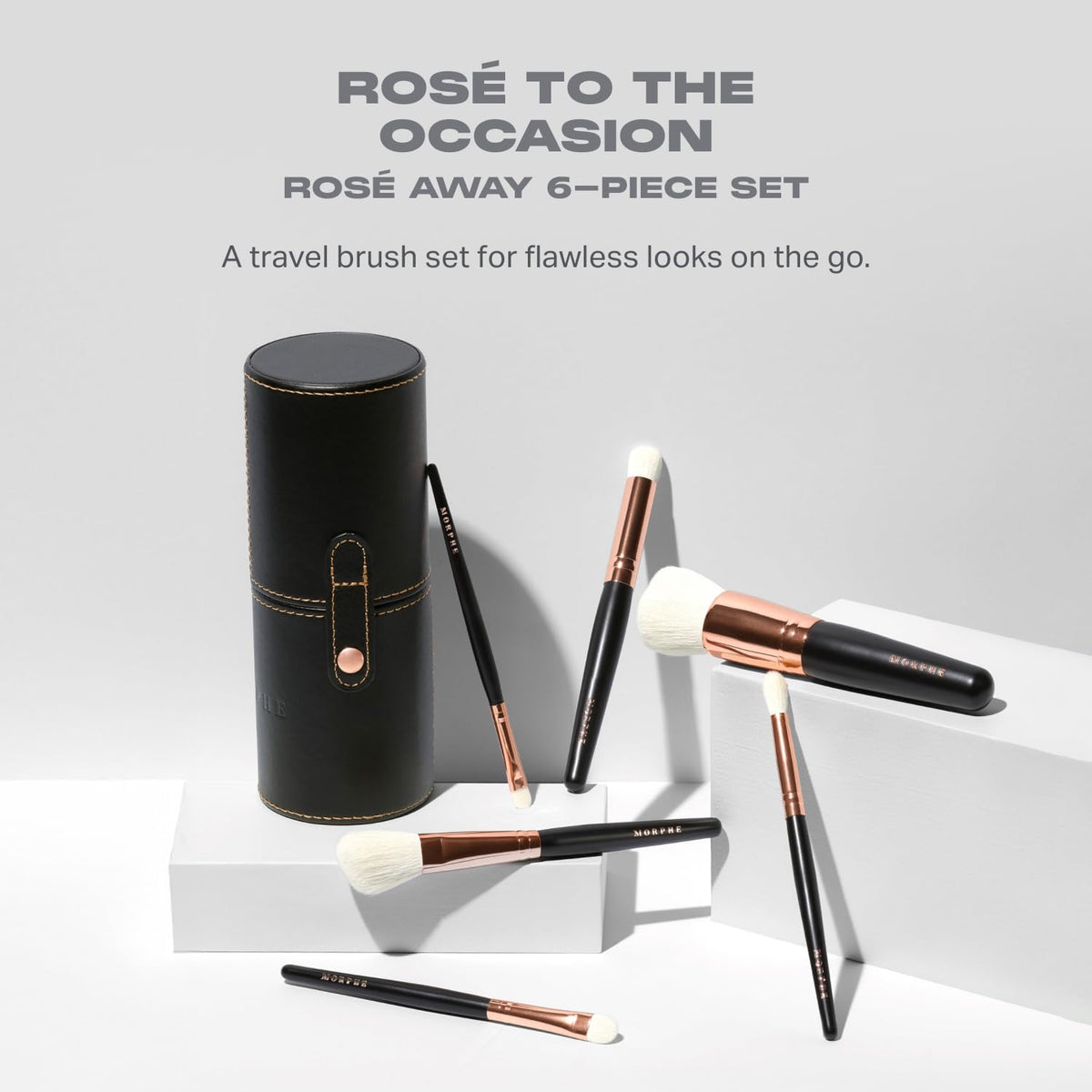 Morphe Rose Away Makeup Brush Set, 6 Piece with Travel Tubby — alternate product view
