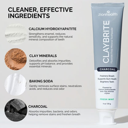 Zion Health ClayBrite Activated Charcoal Toothpaste Natural Mint 4 oz (120 g) - view 4