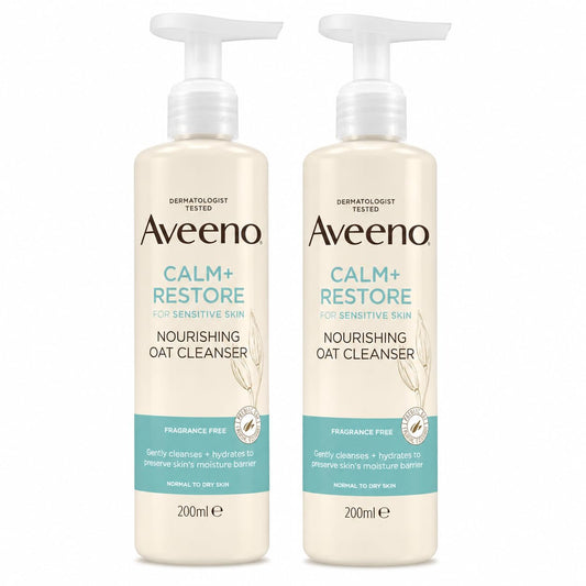 Aveeno Calm + Restore Nourishing Oat Facial Cleanser, 7.8 fl oz, Pack of 2