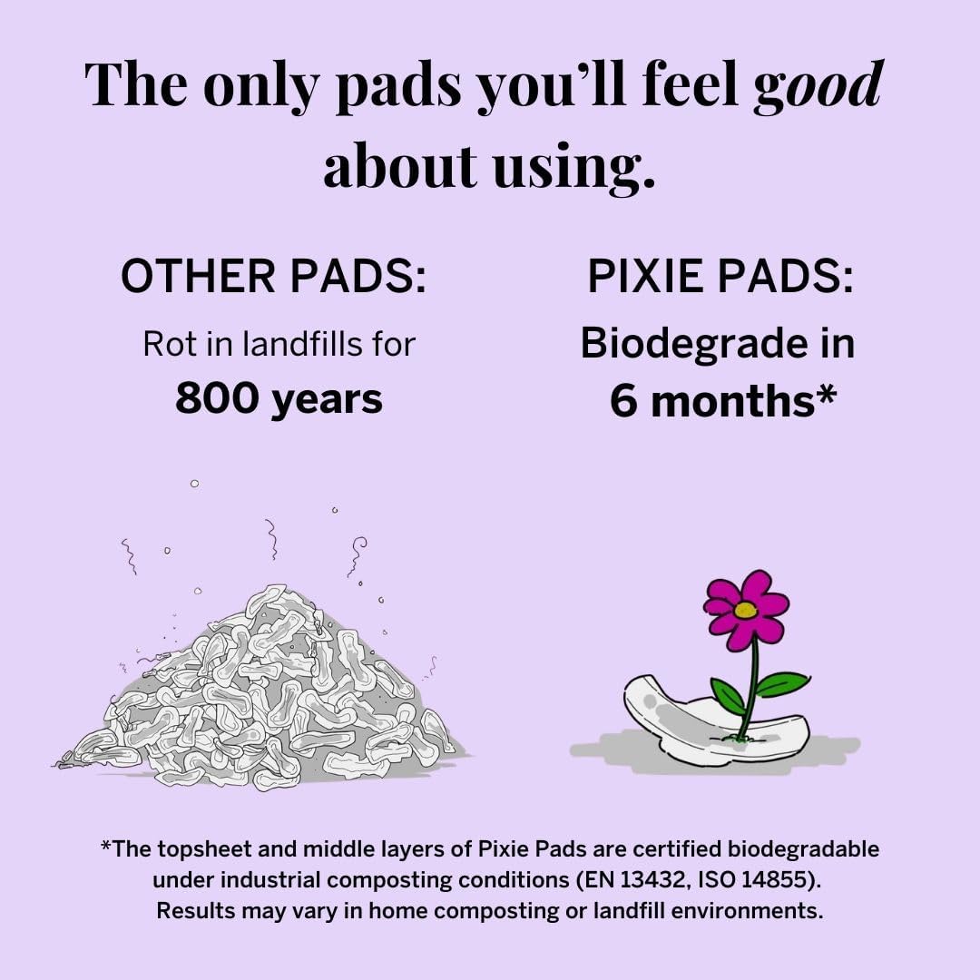 Pixie Organic Cotton Ultra Thin Pads with Wings, Regular, Unscented, 48 Count - view 5
