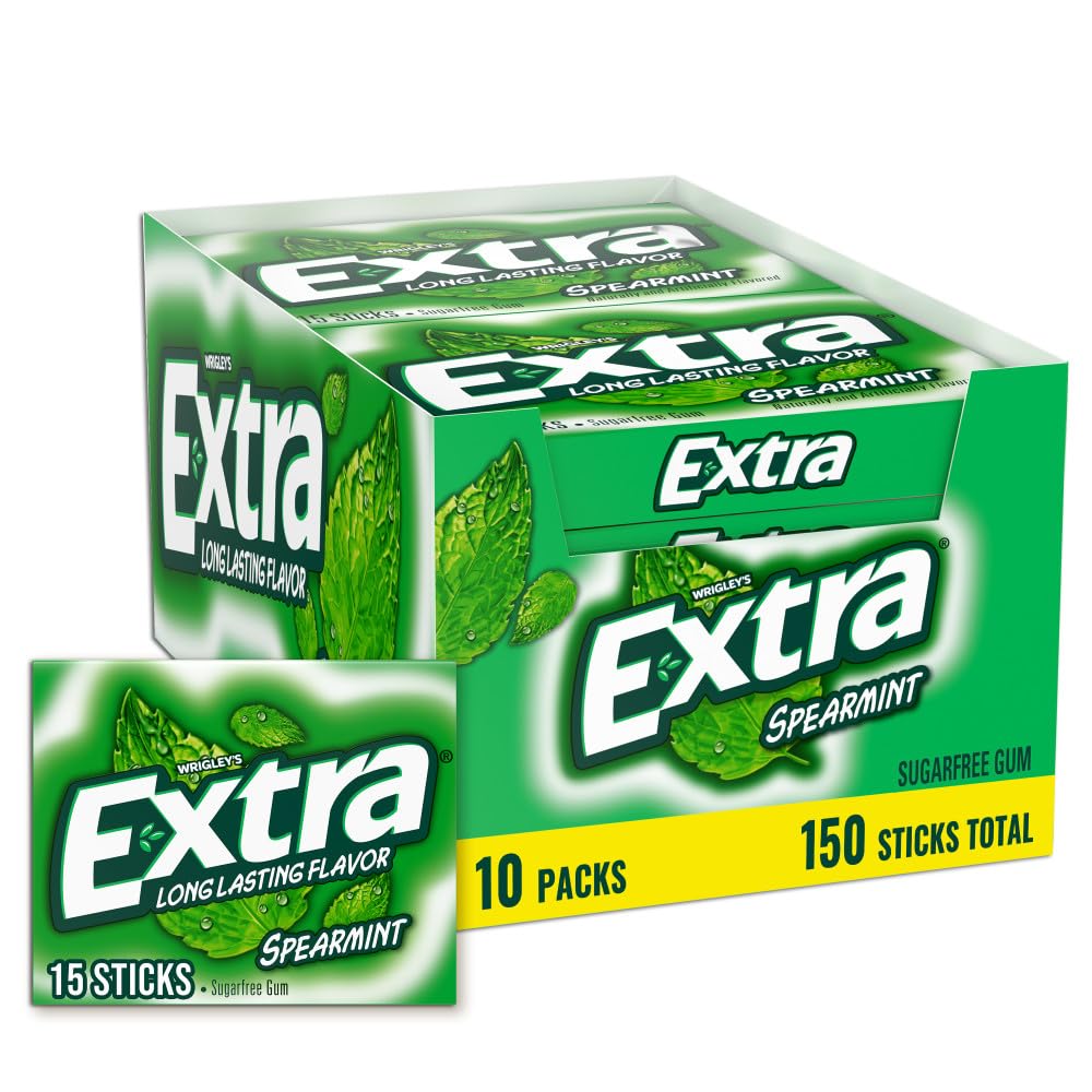 Extra Spearmint Sugar-Free Chewing Gum, 15 Pieces x 10 Packs (150 Pieces) — product view