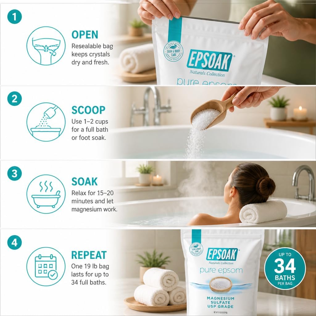 Epsoak Epsom Salt, Unscented, Resealable 19 lb Bag - view 4