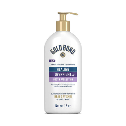 Gold Bond Healing Overnight Body & Face Lotion, Lavender Scent, 13 oz