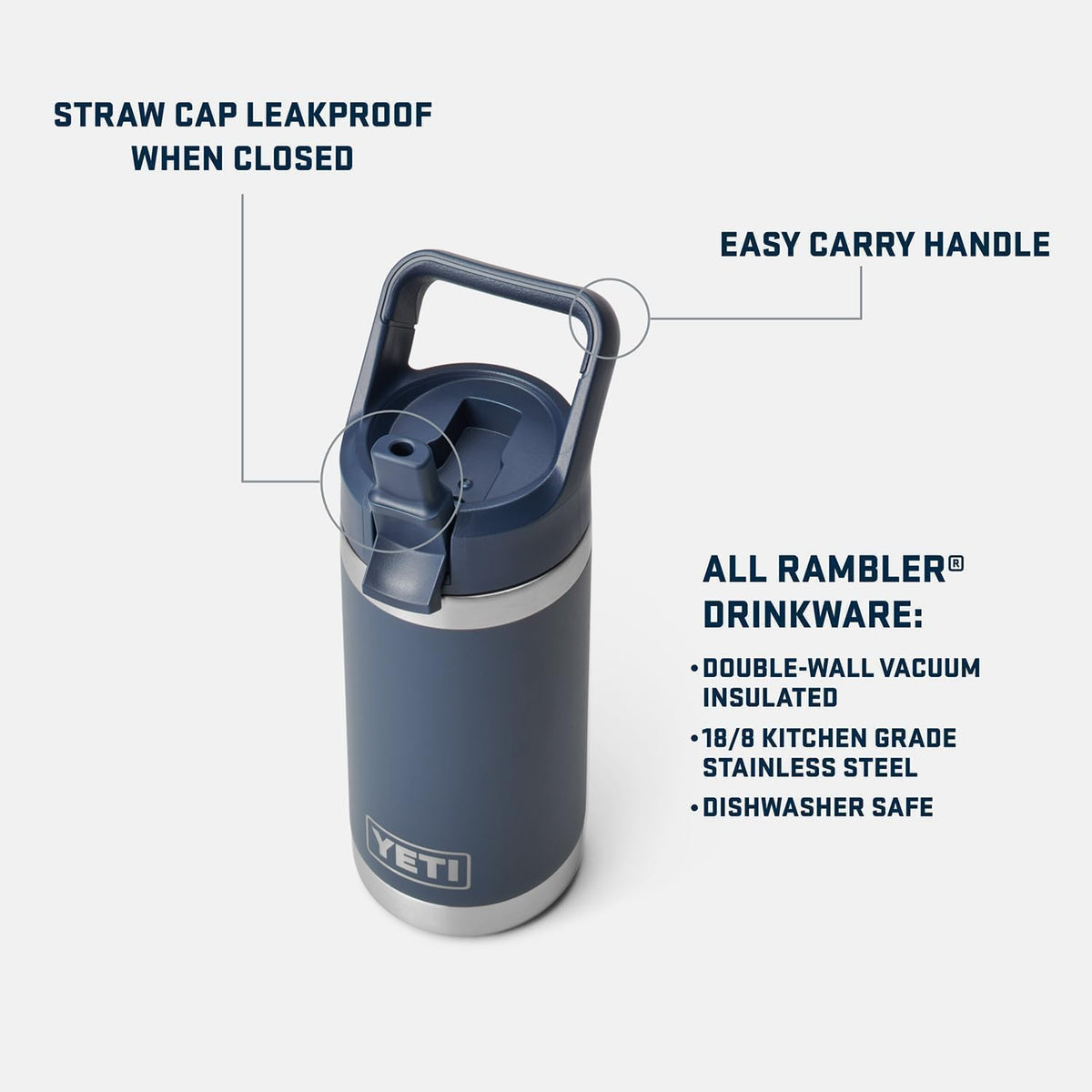 YETI Rambler Jr. 12 oz Kids Bottle with Straw Cap, Mist/Pink/Grasshopper — alternate product view