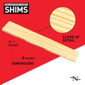 Nelson Wood Shims 8 Inch, Kiln Dried Wood, Pack of 24