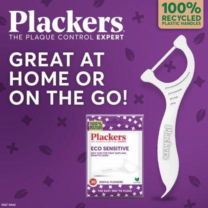 Plackers Eco Sensitive Floss Picks, Cool Mint, 30 Count - view 3