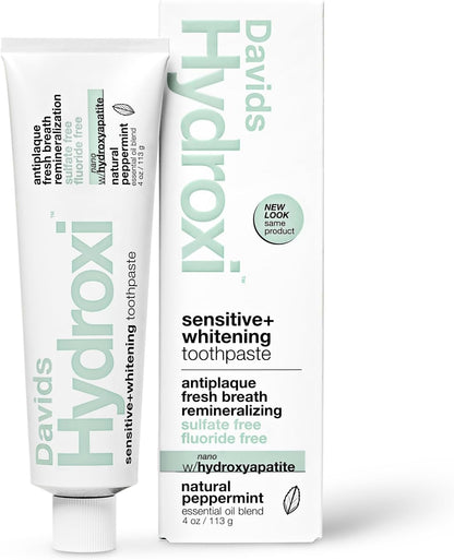 Davids Nano Hydroxyapatite Toothpaste, Sensitive + Whitening, Peppermint 4 oz