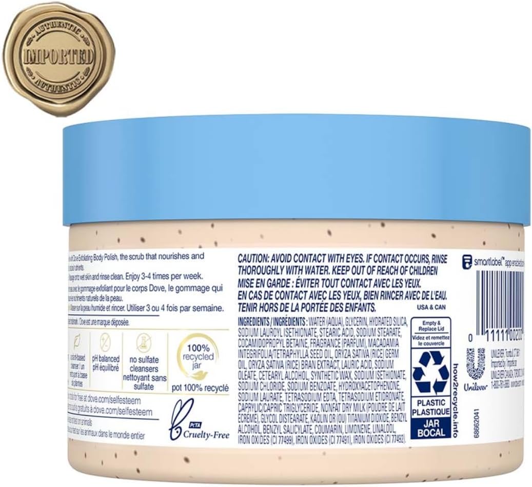 Dove Exfoliating Body Polish Body Scrub Macadamia & Rice Milk 10.5 oz - view 3