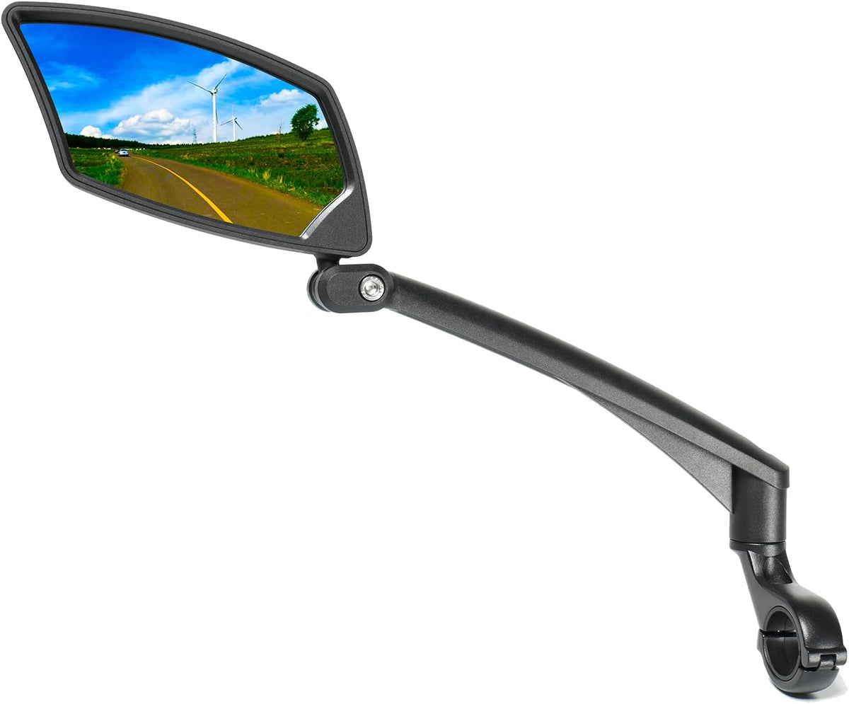 BriskMore Left Handlebar Bike Mirror, Foldable, 360 Degree Adjustable