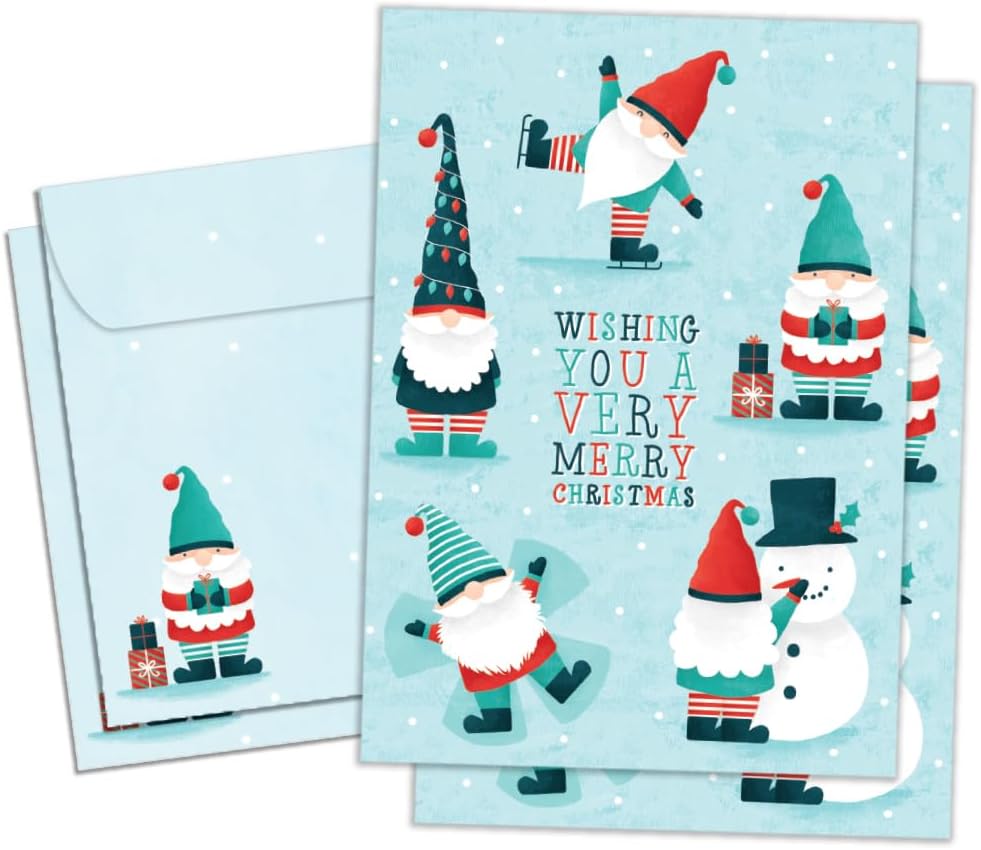 Tree-Free Greetings Christmas Cards, Festive Gnomes, 2 Pack, 5 x 7 In