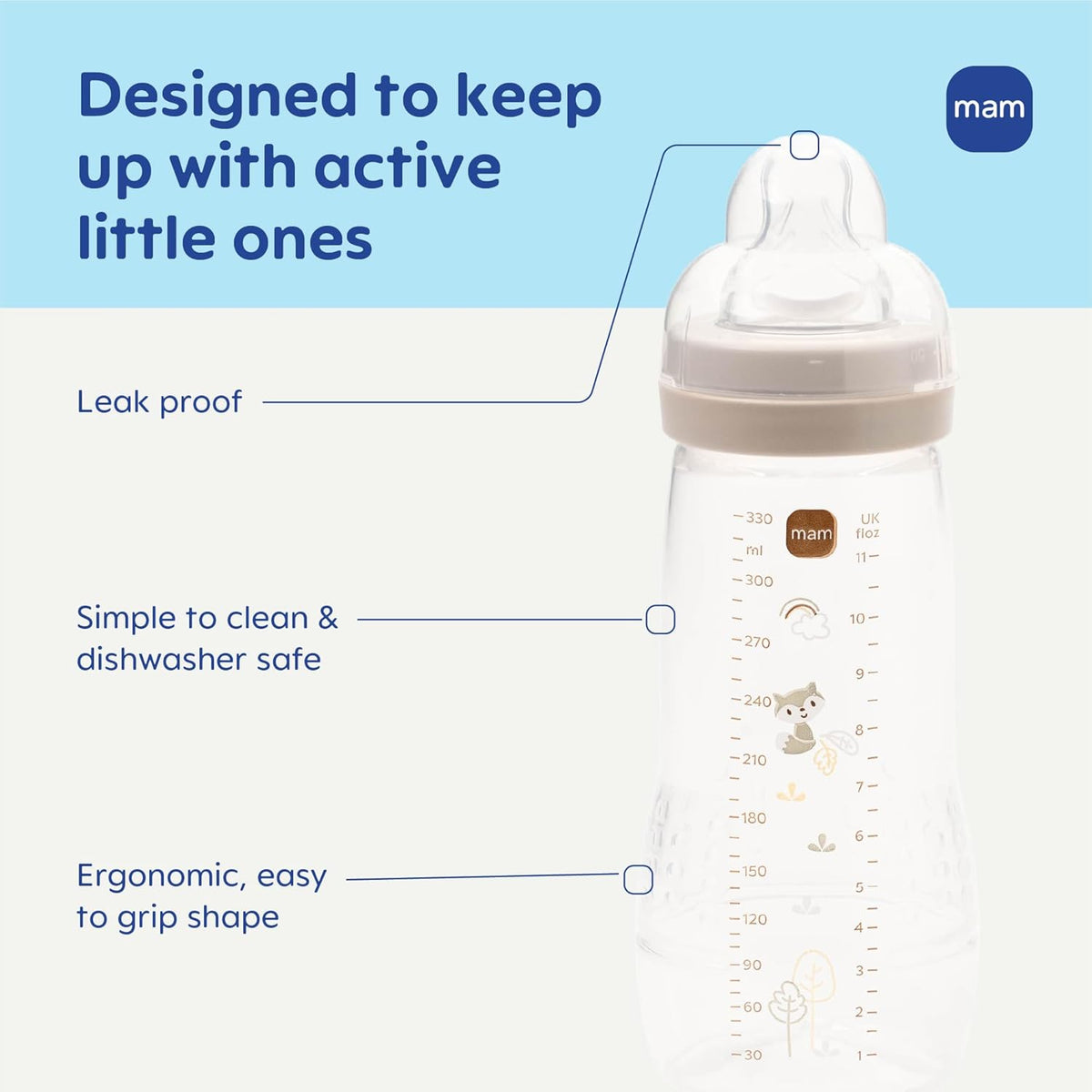 MAM Easy Active Anti-Colic Baby Bottle, 11 oz (330 ml), 2 Pack - view 2