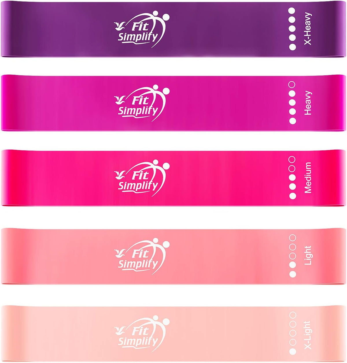 Fit Simplify Resistance Loop Exercise Bands, Set of 5 with Carry Bag - view 2