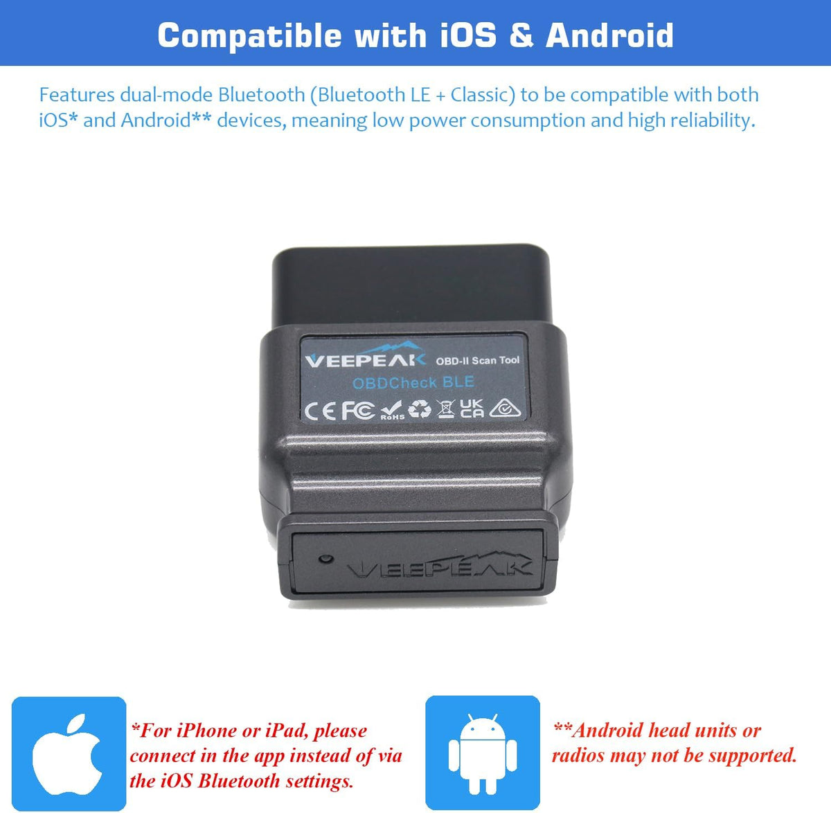 Veepeak OBDCheck BLE Bluetooth OBD II Scanner for iOS and Android - view 4