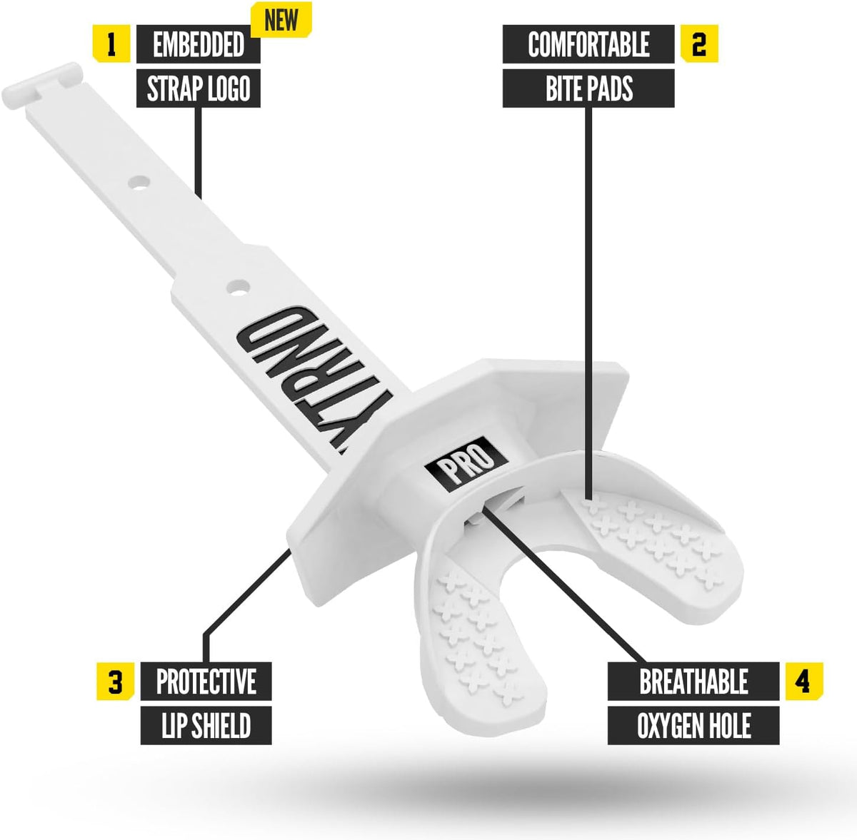 Nxtrnd Two Pro Football Mouth Guard with Strap, White — alternate product view