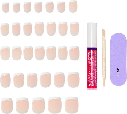 Kiss Core French Tip Press On Nails Perfection, Petite Squoval, 32 Count - view 5