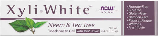 NOW Xyliwhite Neem and Tea Tree Toothpaste Gel Mint 6.4 oz
