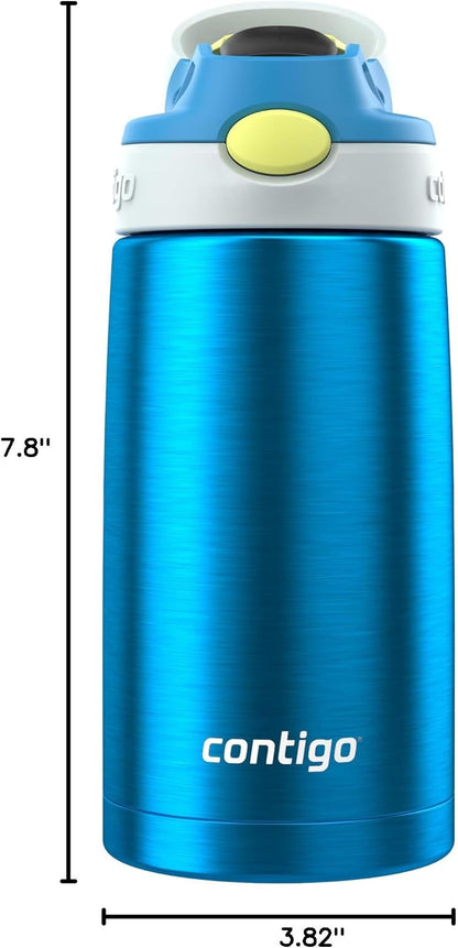Contigo Autospout Kids Water Bottle with Straw, 13 oz, Blue Poppy/Glacier - view 2