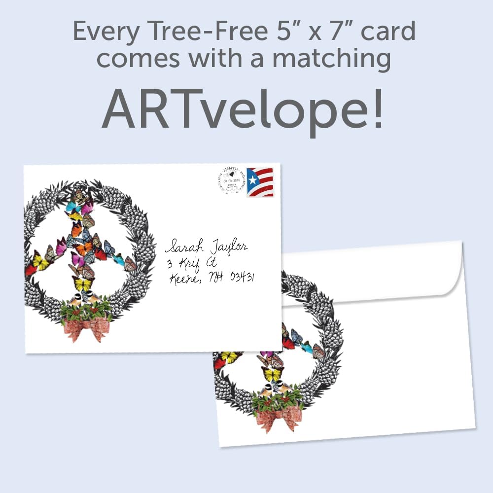 Tree-Free Greetings Peace Wreath Christmas Cards, Box of 10 - view 4