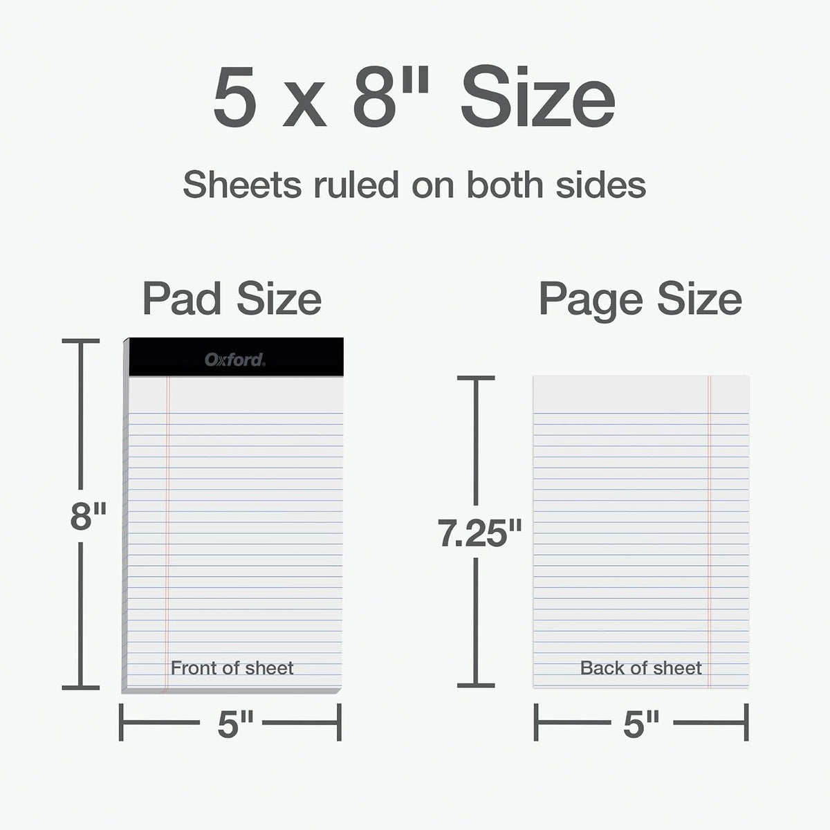 Oxford 5 x 8 Inch Legal Pads, Pack of 3, 50 Sheets Each — alternate product view