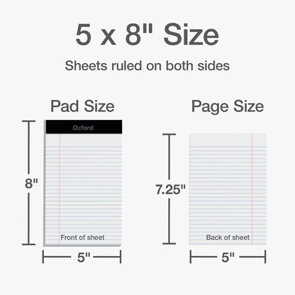 Oxford 5 x 8 Inch Legal Pads, Pack of 3, 50 Sheets Each - view 2
