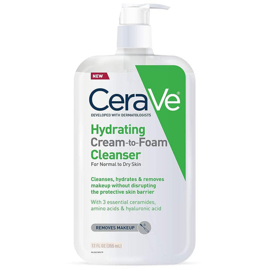 CeraVe Hydrating Cream-to-Foam Cleanser, Fragrance Free
