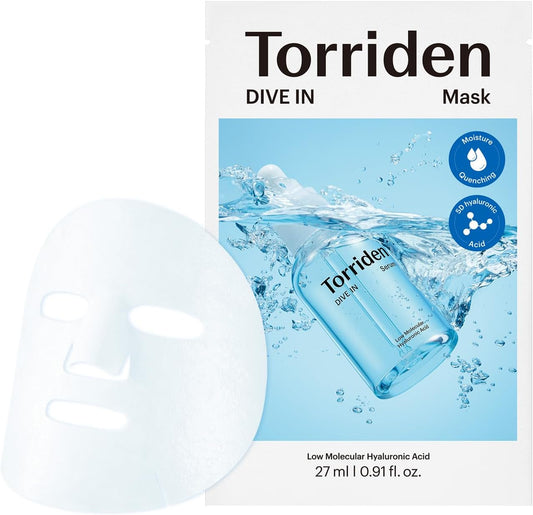 Torriden DIVE-IN Hyaluronic Acid Mask Sheets, 10 x 27 ml