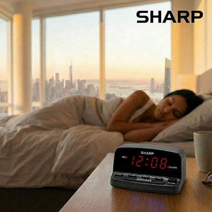 Sharp Digital Alarm Clock with Large Snooze, Red LED - view 6