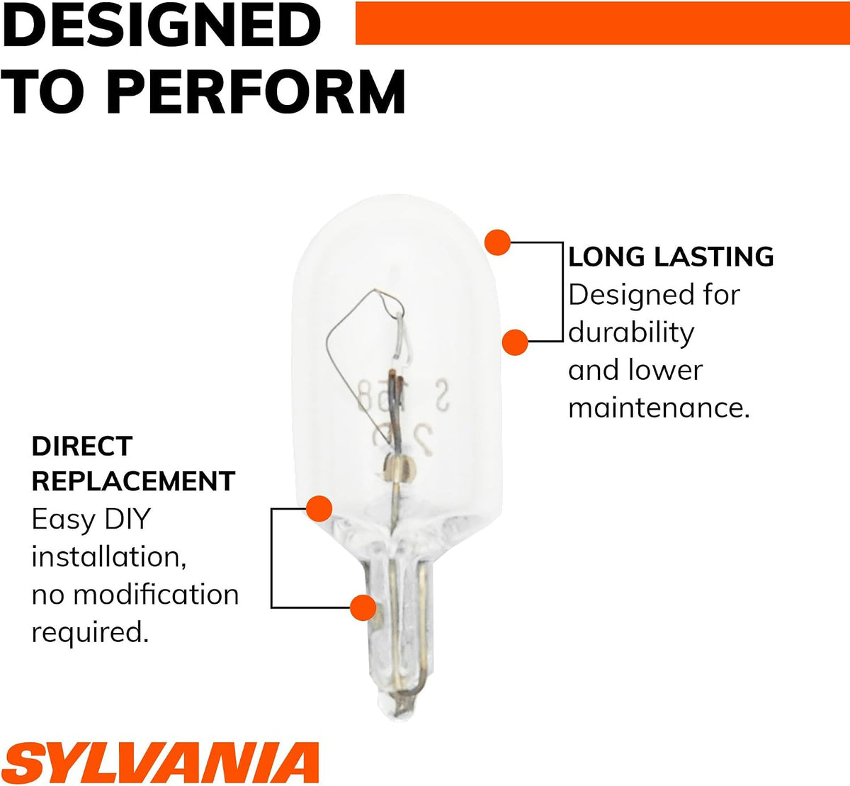 SYLVANIA 194 Long Life Miniature Bulb, Pack of 2 - view 4