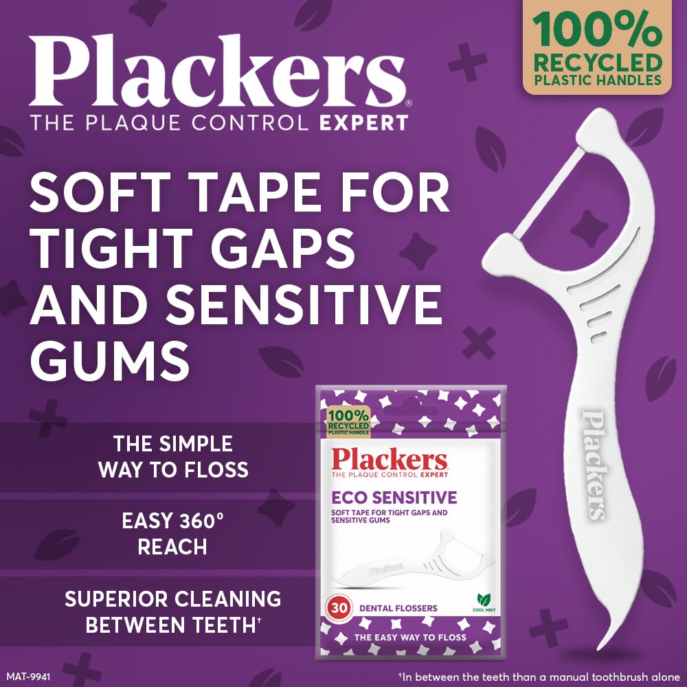 Plackers Eco Sensitive Floss Picks, Cool Mint, 30 Count - view 2