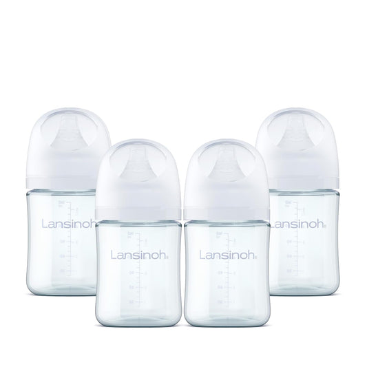 Lansinoh Anti-Colic Glass Baby Bottles 5 oz (150 ml), Slow Flow, 4 Pack