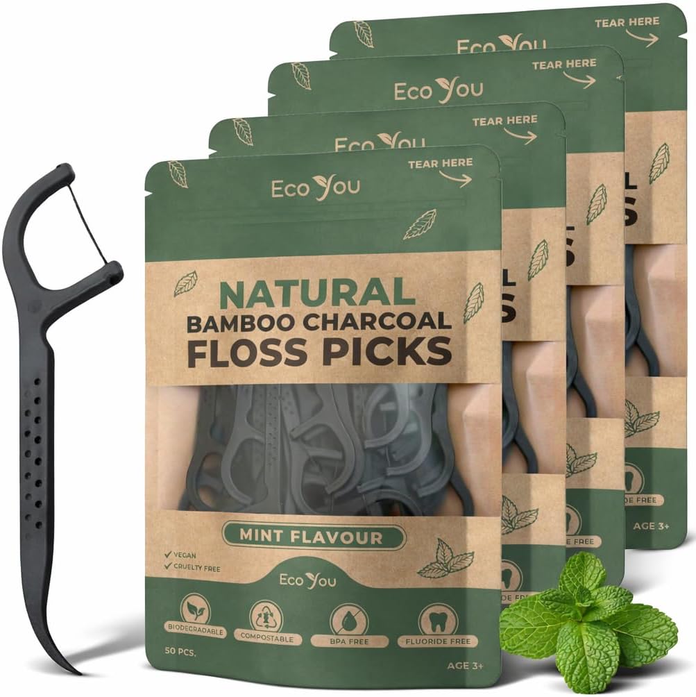 EcoYou Biodegradable Floss Picks, Mint, 200 Count (4 Pack) — product view