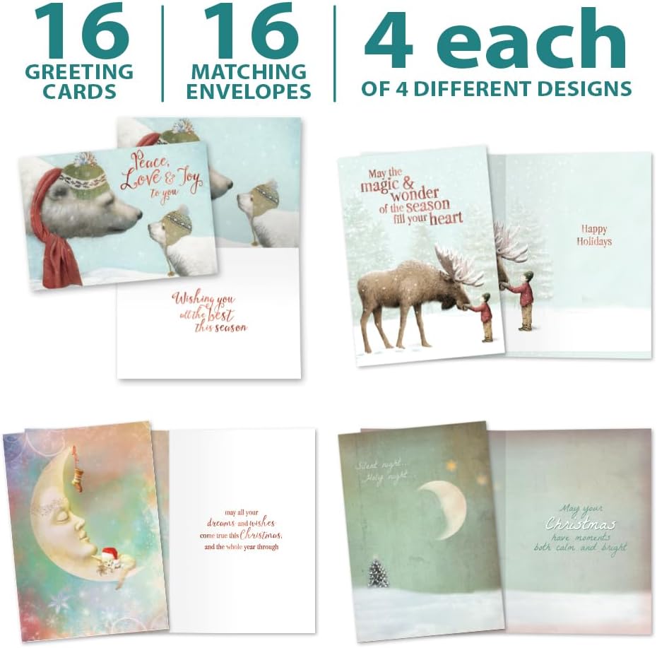 Tree-Free Greetings Holiday Card Assortment, 16 Pack, Dreams & Wishes — product view