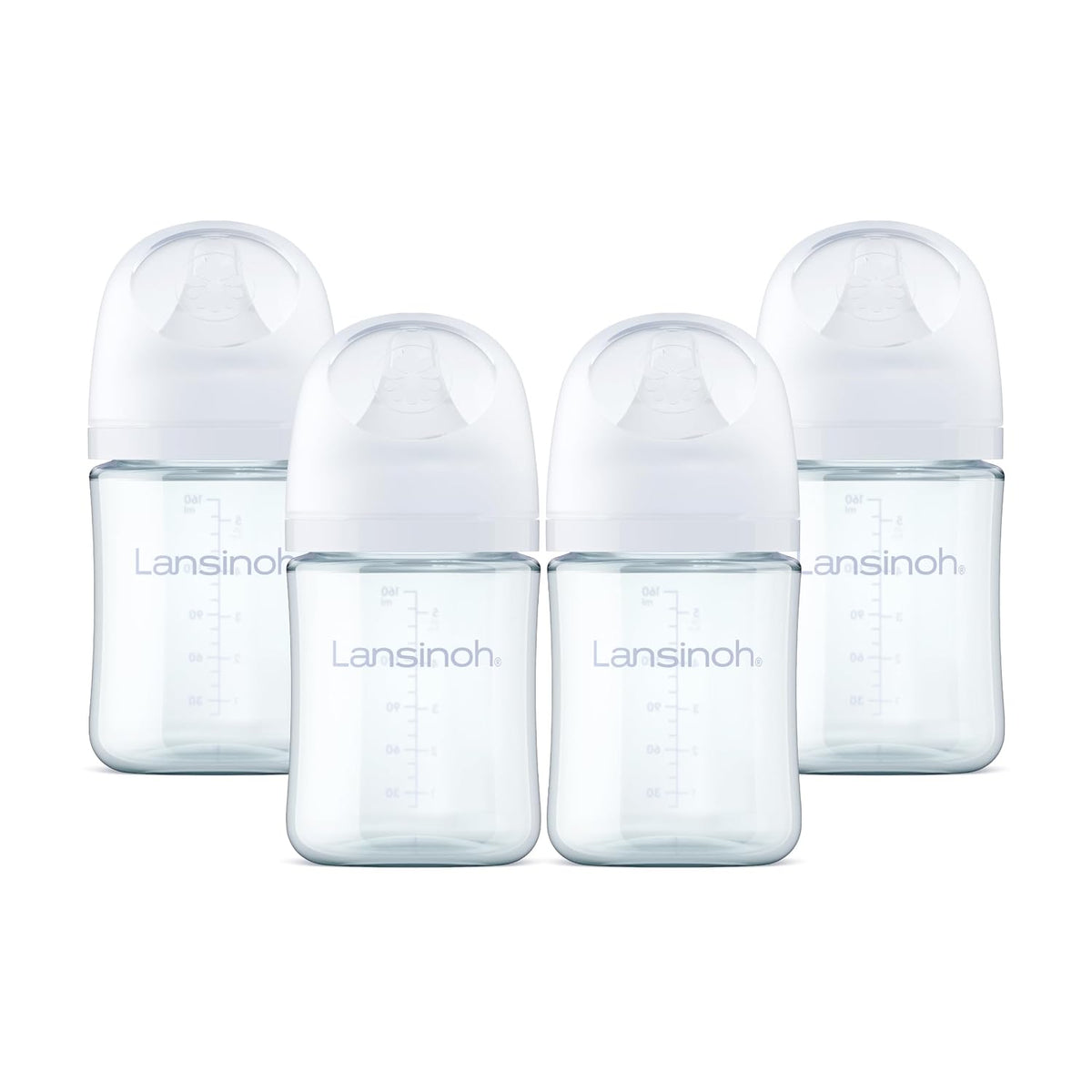 Lansinoh Anti-Colic Glass Baby Bottles 5 oz (150 ml), Extra-Slow Flow, 4 Pack — product view