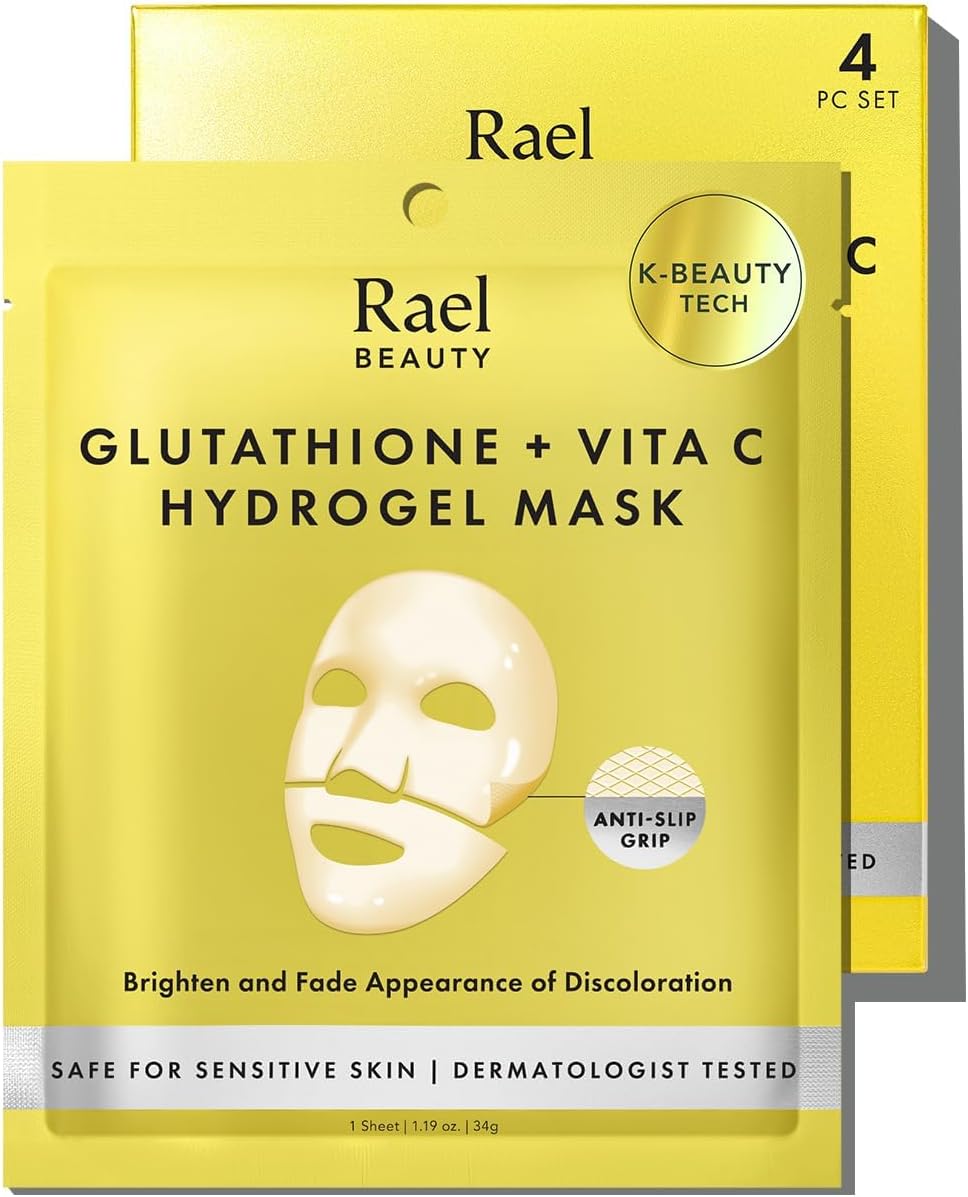 Rael Glutathione Vita C Hydrogel Face Masks, Brightening & Radiance, 4 Sheets — product view