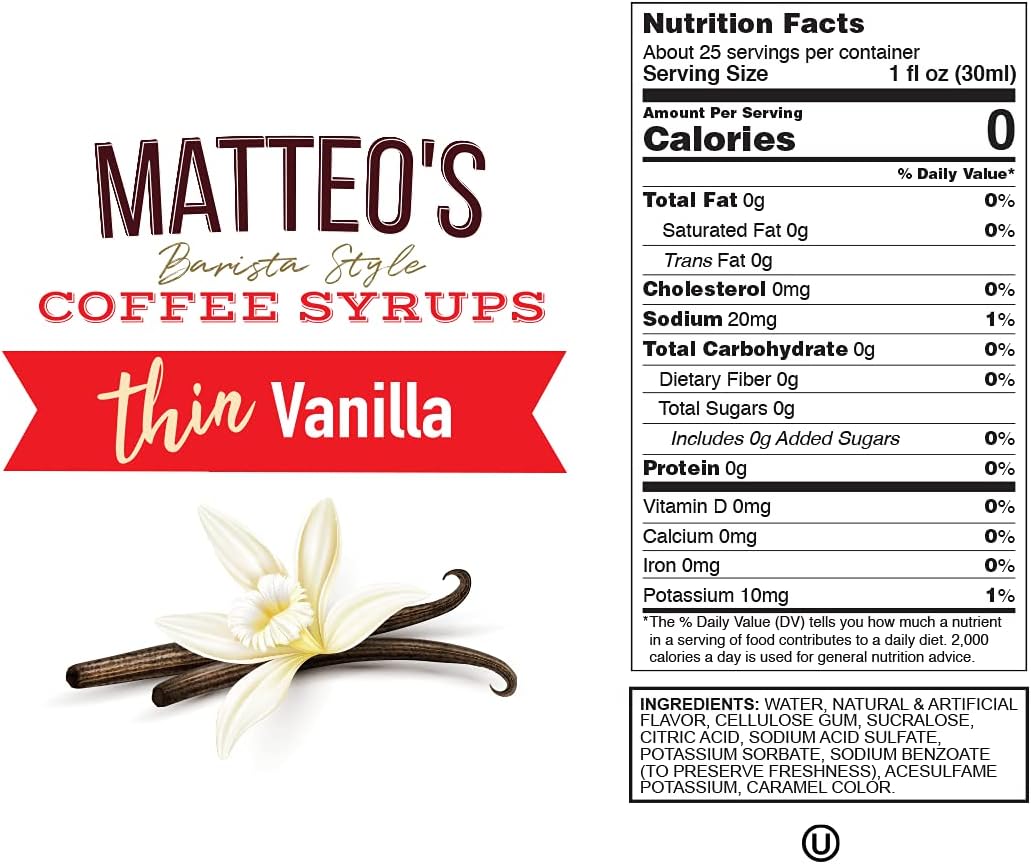 Matteo's Sugar Free Coffee Syrup, Vanilla, 25.4 oz — alternate product view