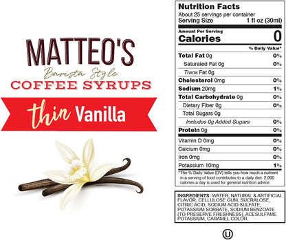 Matteo's Sugar Free Coffee Syrup, Vanilla, 25.4 oz - view 2