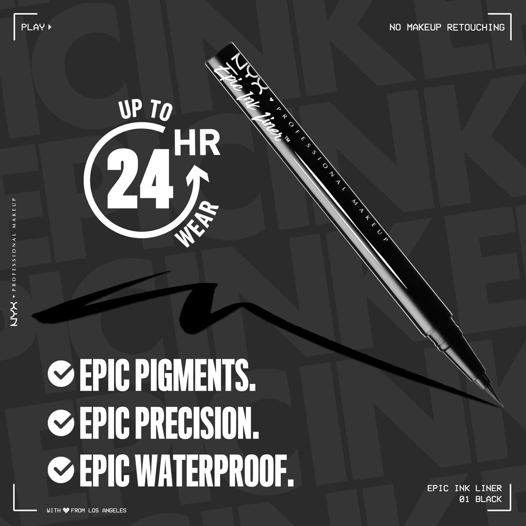 NYX Professional Makeup Epic Ink Waterproof Liquid Eyeliner, Black — alternate product view