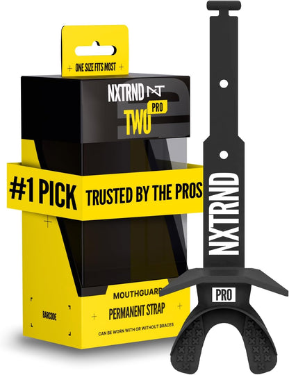 Nxtrnd Two Pro Football Mouth Guard with Strap, Black