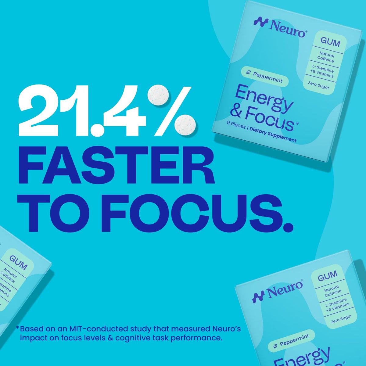 Neuro Energy and Focus Gum, Peppermint, 90 Count - view 6