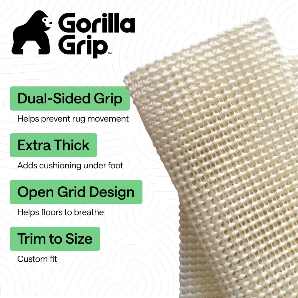 Gorilla Grip Non-Slip Rug Gripper Pad for Hard Floors, Cream, 2 x 3 ft - view 2