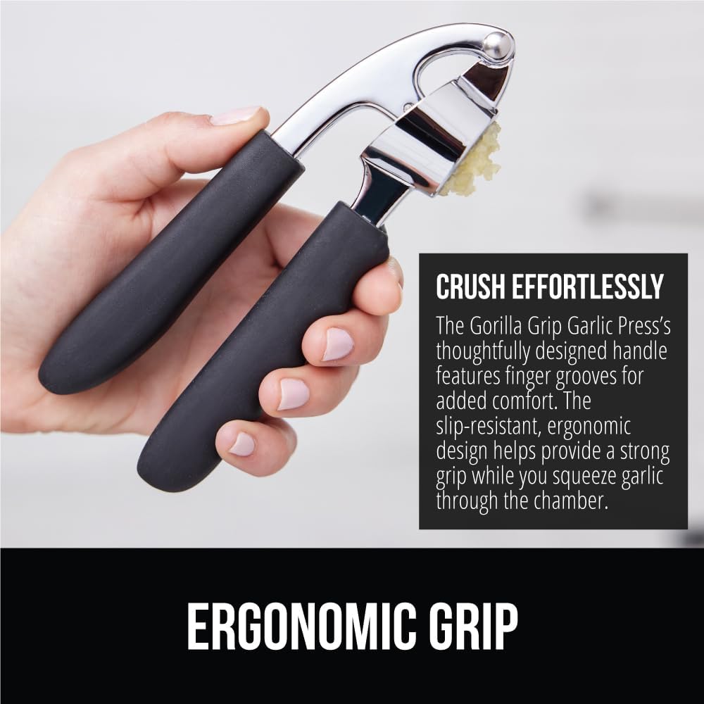 GORILLA GRIP 3-Piece Garlic Press and Peeler Set, Black - view 3